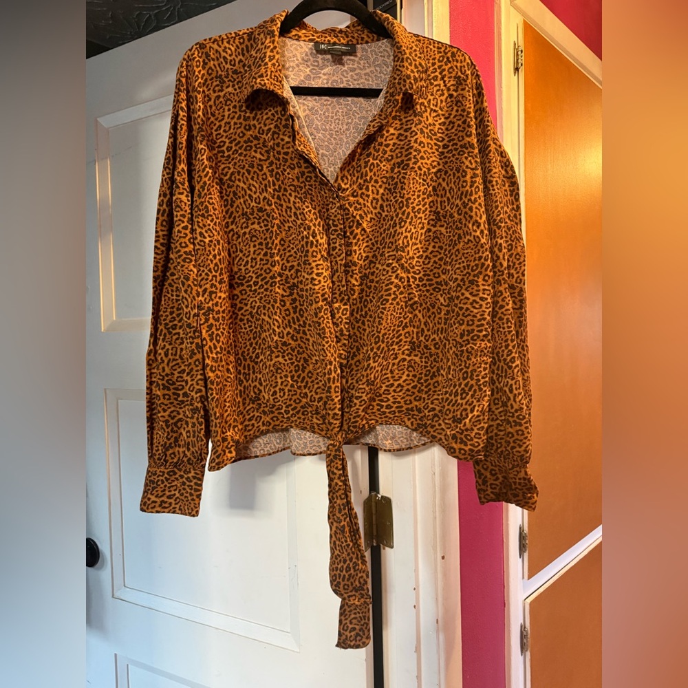 INC International Concepts Animal Print Button Down Shirt